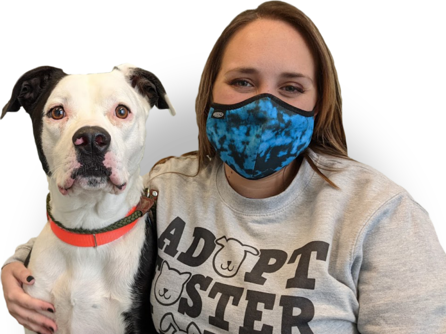 Masked lady with dog