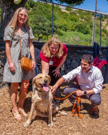 Shannon Bell-Peterson, Leslie Dalzell, Ryan Mello, and dog Willow